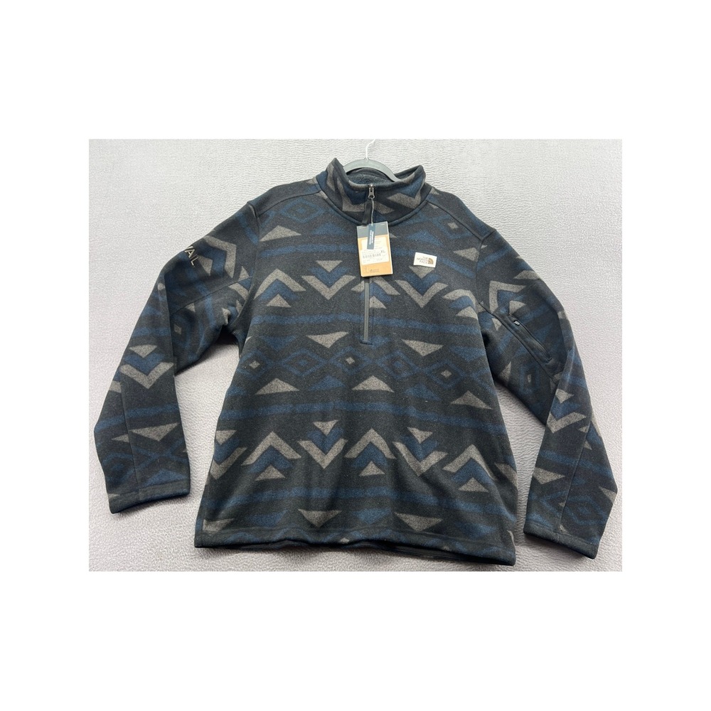 The North Face Sweater Men's XL Blue Grey Aztec RSLV 1/4 Zip Fleece Vail